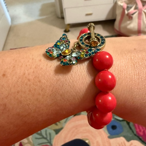Heidi Daus Red Beaded Bracelet with Multicolor Butterfly - Picture 4 of 9
